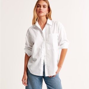 Abercrombie & Fitch (XL) White Oversized Poplin Cotton Button Up Shirt